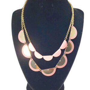 Women’s Layered Gold & Pink Statement Necklace Elegant Fashion Jewelry